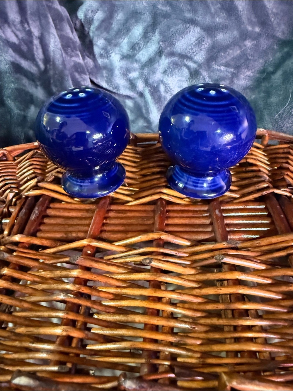 Fiestaware Cobalt Blue Round Salt and Pepper Shakers